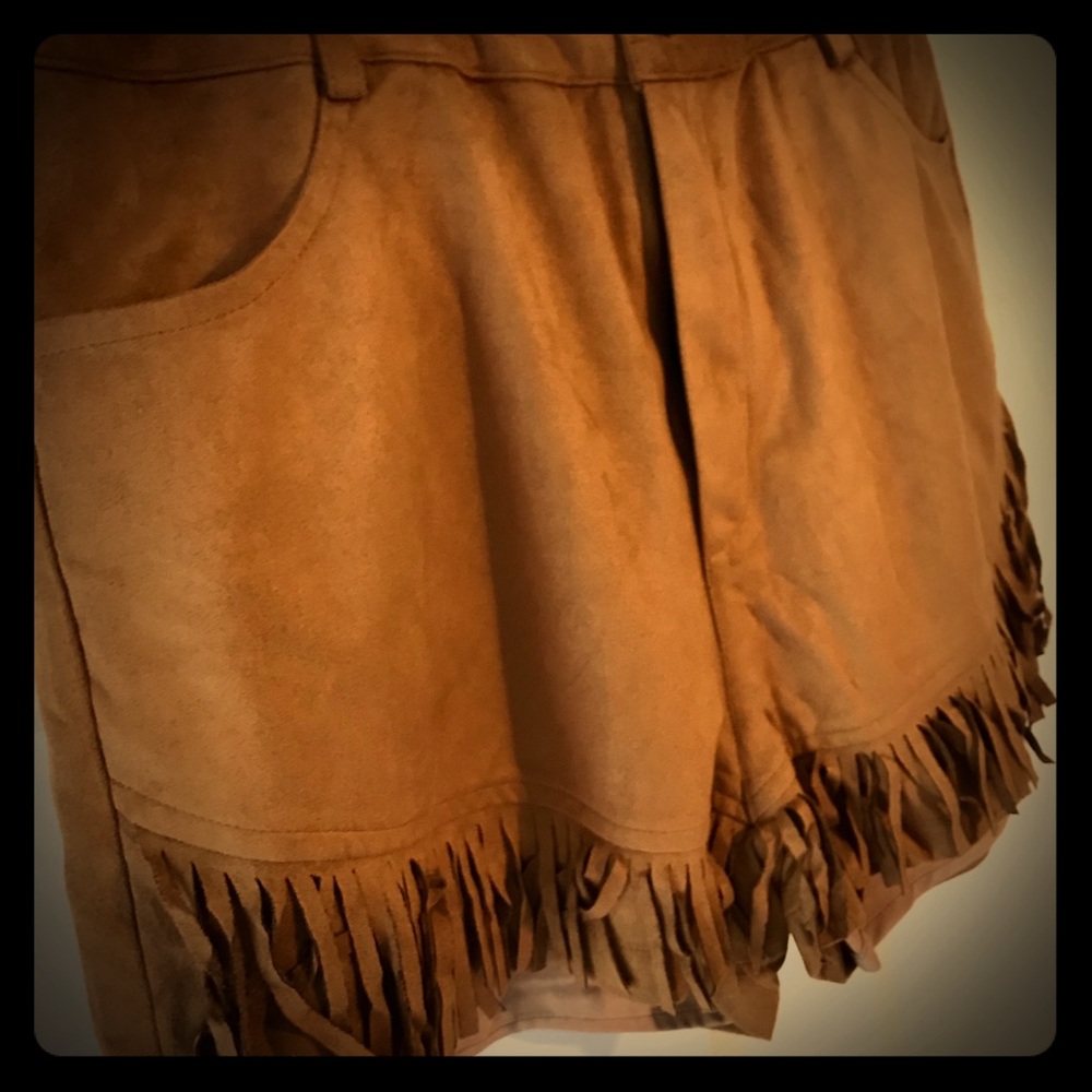 Fringe Micro-Suede Shorts